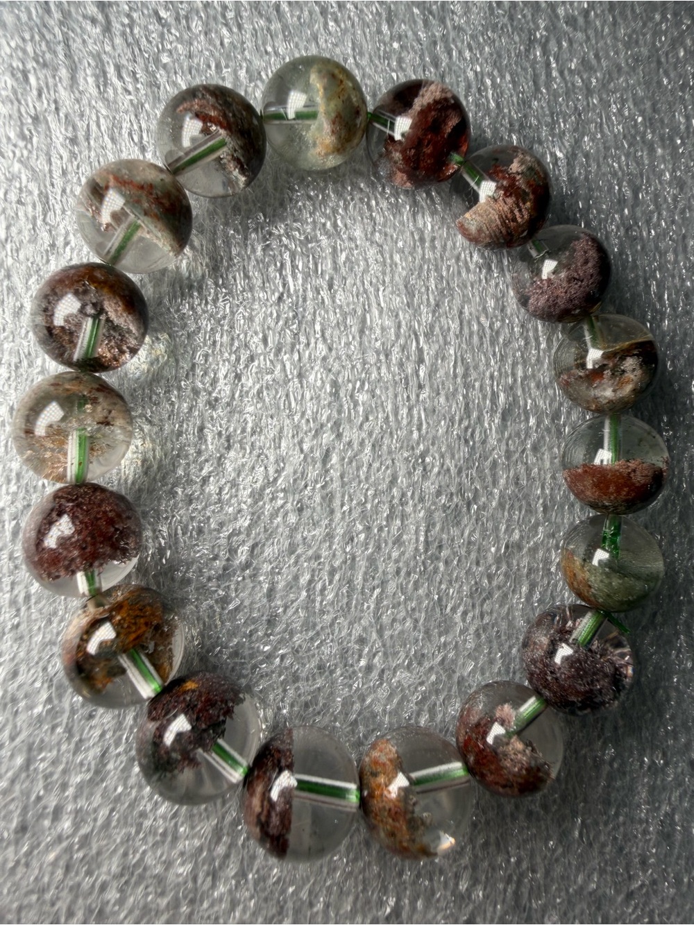 11MM HQ Half Bowl Pastel Monet Garden Quartz Natural Crystal Bracelet